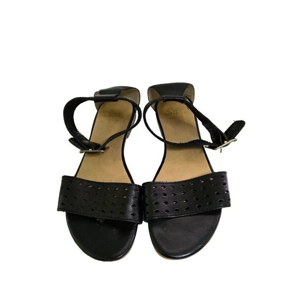 Sotti Sopra Black Leather Made In Italy Ankle Strap Sandals Size 38 - Picture 3 of 7